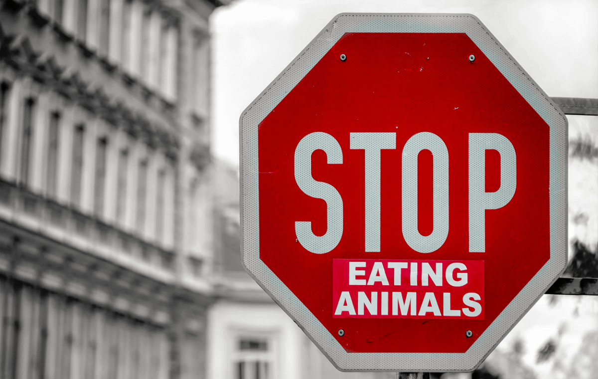 stop eating animals sign