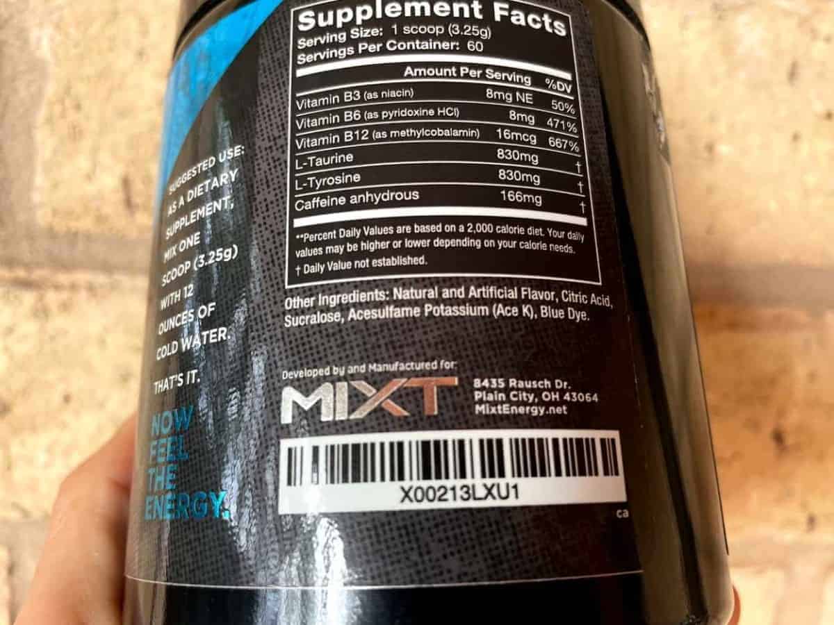 MIXT energy ingredients