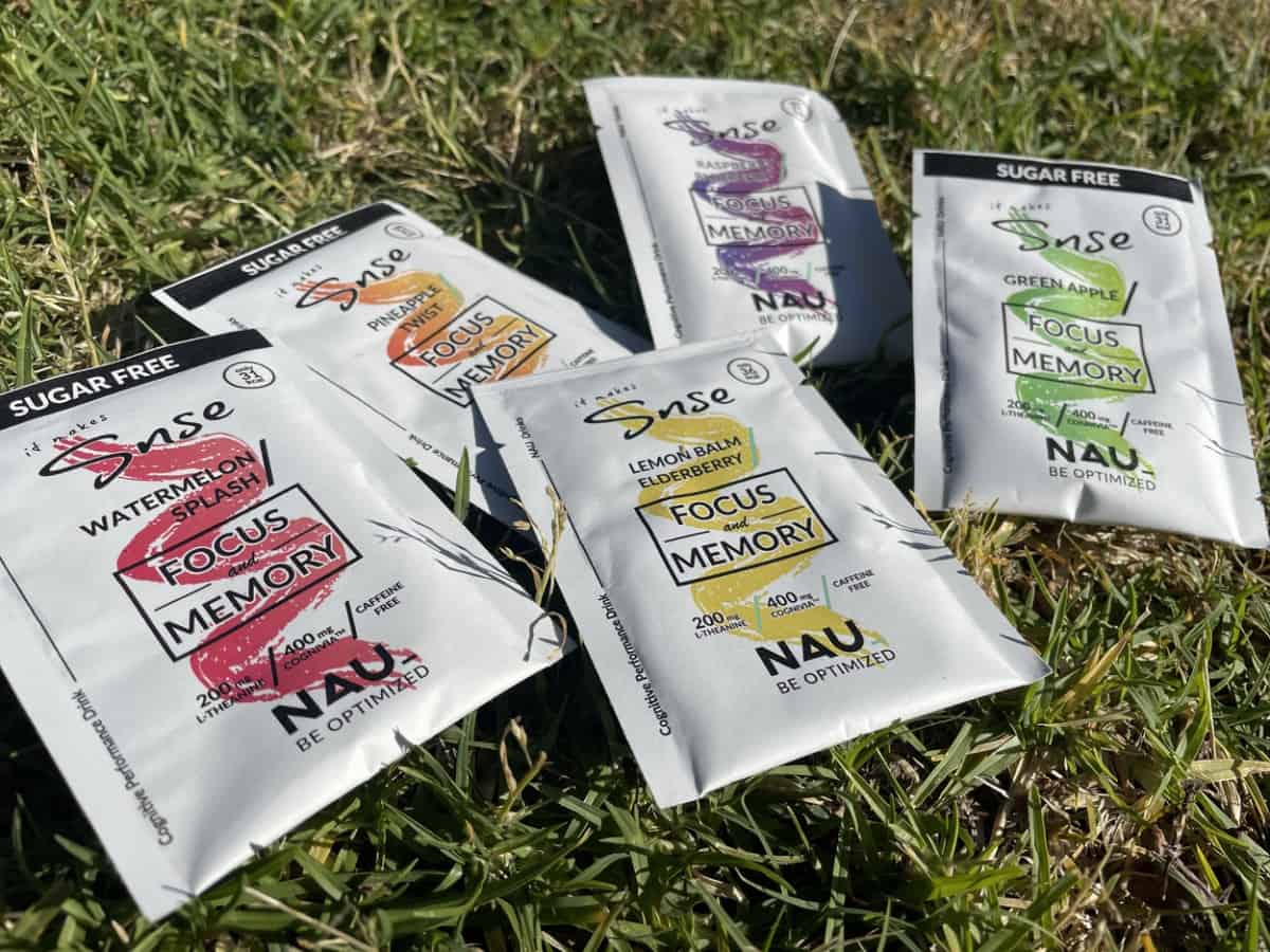 Different flavored Sachet of NAU energy drink