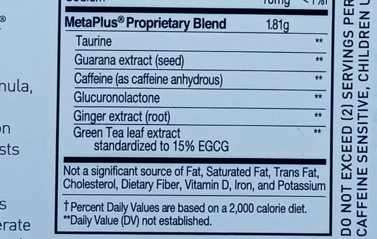 Ingredients of celsius-on-the-go